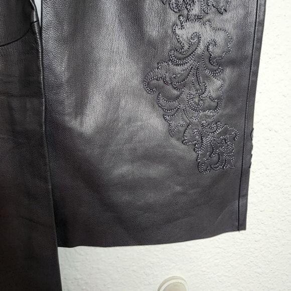 Harley Davidson 100% Leather Embroidered Riding Pants in Black Women's Size 8 - Picture 12 of 13